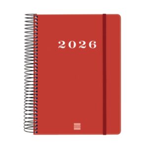 finocam my agenda de espiral en catalan anual 2026 tapa dura antirayaduras formato e10 185x20x212mm 1 dia por pagina color rojo
