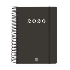 finocam my agenda de espiral en catalan anual 2026 tapa dura antirayaduras formato e10 185x20x212mm 1 dia por pagina color negro