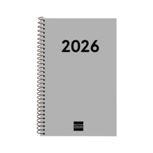 finocam espiral recambio anual 2026 para agendas duo anual 2026 formato e5 125x14x181mm semana vista horizontal color gris