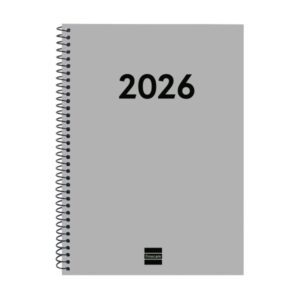 finocam espiral recambio anual 2026 para agendas duo en catalan anual 2026 formato e10 162x14x212mm semana vista horizontal color gris claro