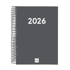 finocam espiral recambio anual 2026 para agendas duo anual 2026 formato e10 175x29x212mm 1 dia por pagina color gris oscuro