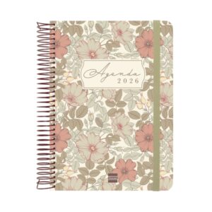 finocam cloe agenda de espiral en catalan anual 2026 planificador cierre de goma formato e10 175x28x214mm 1 dia por pagina color marron