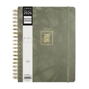 finocam optimal agenda de espiral internacional anual 2026 planificador cierre de goma formato b5 176x250mm 1 dia por pagina color verde