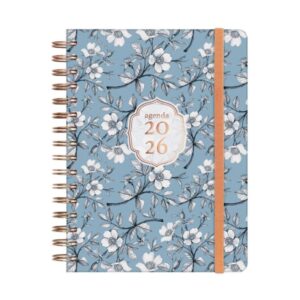 finocam you agenda de espiral anual 2026 planificador cierre de goma formato e10 180x30x220mm 1 dia por pagina tematica de flores