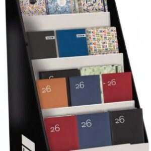 finocam expositor de pie con 52 agendas de tapa dura surtidas en catalan anual 2026 estructura de carton color surtidos