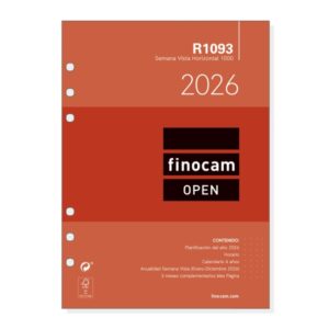 finocam r1093 recambio anual 2026 para agendas open 2026 formato 1000 155x6x215mm semana vista horizontal color blanco