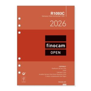 finocam r1093c recambio para agendas open en catalan anual 2026 formato 1000 155x6x215mm semana vista horizontal color blanco