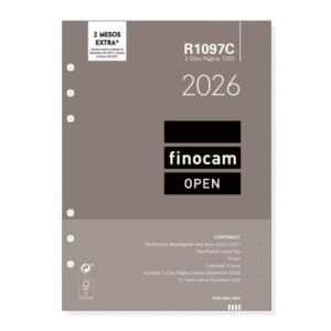 finocam r1097c recambio para agendas open en catalan anual 2026 formato 1000 155x11x215mm 2 dias por pagina color blanco