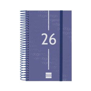 finocam year agenda de espiral anual 2026 tapa ligera formato e5 135x24x181mm 1 dia por pagina color azul