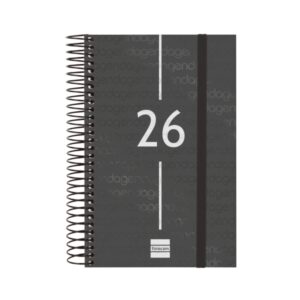 finocam year agenda de espiral tapa ligera formato e5 135x24x181mm 1 dia por pagina color negro