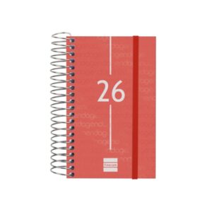 finocam year agenda de espiral en catalan anual 2026 tapa ligera formato e3 95x24x127mm 1 dia por pagina color rojo