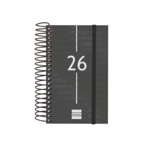 finocam year agenda de espiral en catalan anual 2026 tapa ligera formato e3 95x24x127mm 1 dia por pagina color negro