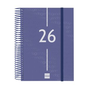 finocam year agenda de espiral en catalan anual 2026 tapa ligera formato e10 175x29x212mm 1 dia por pagina color azul