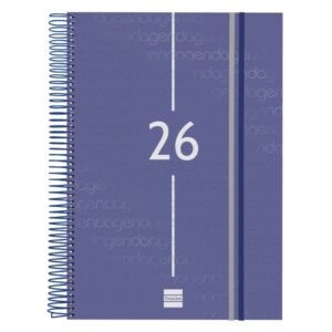 finocam year agenda de espiral en catalan anual 2026 tapa ligera formato e40 230x29x297mm 1 dia por pagina color azul