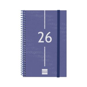 finocam year agenda de espiral anual 2026 tapa ligera formato e5 125x14x181mm semana vista horizontal color azul