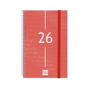 finocam year agenda de espiral anual 2026 tapa ligera formato e5 125x14x181mm semana vista horizontal color rojo