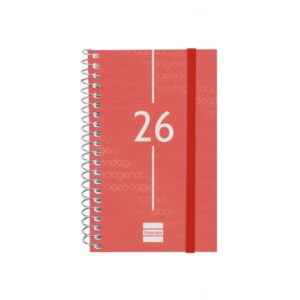 finocam year agenda de espiral en catalan tapa ligera formato e3 217x14x297mm semana vista horizontal color rojo