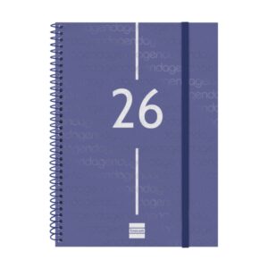 finocam year agenda de espiral en catalan anual 2026 tapa ligera formato e10 162x14x212mm semana vista en vertical color azul