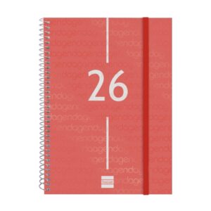finocam year agenda de espiral en catalan anual 2026 tapa ligera formato e10 162x14x212mm semana vista en vertical color rojo
