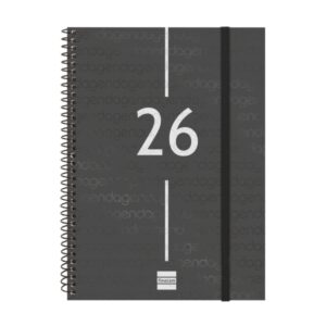 finocam year agenda de espiral en catalan anual 2026 tapa ligera formato e10 162x14x212mm semana vista en vertical color negro
