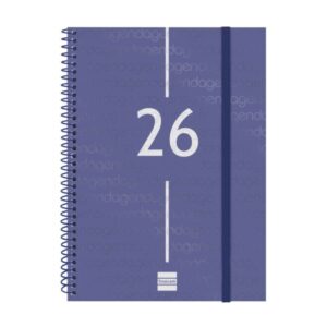 finocam year agenda de espiral tapa ligera formato e10 162x14x212mm semana vista en vertical color azul