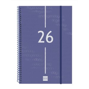 finocam year agenda de espiral anual 2026 tapa ligera formato e11 172x14x242mm semana vista en vertical color azul