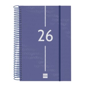 finocam year agenda de espiral anual 2026 tapa ligera formato e11 175x29x242mm 1 dia por pagina color azul