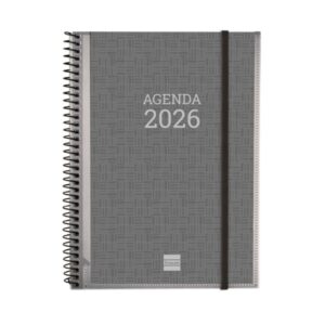 finocam agenda personalizable tapa blanda cierre de goma formato e10 162x14x212mm semana vista en vertical color gris
