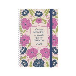 finocam design collection agenda de espiral anual 2026 tapa ligera formato e5 124x14x181mm semana vista horizontal tematica de flores