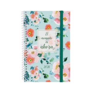 finocam design collection agenda de espiral anual 2026 tapa ligera formato e5 124x14x181mm semana vista horizontal tematica de flores