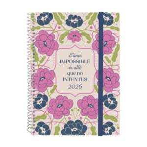 finocam design collection agenda de espiral en catalan anual 2026 tapa ligera formato e10 162x14x212mm semana vista horizontal tematica de flores