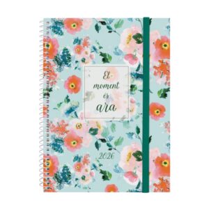 finocam design collection agenda de espiral en catalan anual 2026 tapa ligera formato e10 162x14x212mm semana vista horizontal tematica de flores