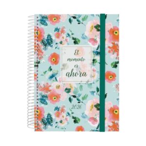 finocam design collection agenda de espiral anual 2026 tapa ligera formato e10 172x29x212mm 1 dia por pagina tematica de flores