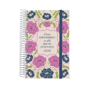 finocam design collection agenda de espiral en catalan anual 2026 tapa ligera formato e5 132x25x181mm 1 dia por pagina tematica de flores