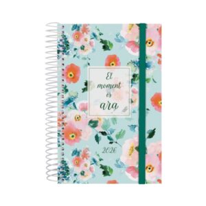 finocam design collection agenda de espiral en catalan anual 2026 tapa ligera formato e5 132x25x181mm 1 dia por pagina tematica de flores