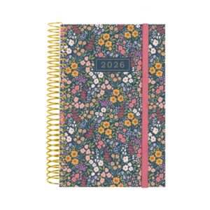 finocam design collection agenda de espiral en catalan anual 2026 tapa ligera formato e5 132x25x181mm 1 dia por pagina tematica de flores