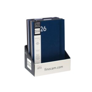 finocam dynamic mara expositor con 5 agendas surtidas anual 2026 tapa blanda cierre con goma elastica formato y11 semana vista en vertical color surtidos