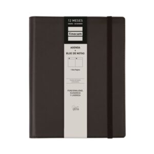 finocam duoband agenda anual 2026 bloc de notas formato e10 176x28x226mm 1 dia por pagina color negro
