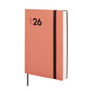 finocam dynamic mara agenda profesional anual 2026 tapa blanda cierre con goma elastica formato y4 124x22x174mm 1 dia por pagina color coral