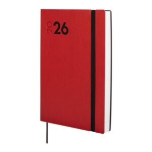 finocam dynamic mara agenda profesional anual 2026 tapa blanda cierre con goma elastica formato y10 144x22x208mm 1 dia por pagina color rojo