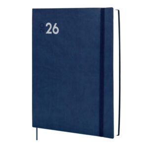 finocam dynamic mara agenda profesional anual 2026 tapa blanda cierre con goma elastica formato y12 214x25x275mm 1 dia por pagina color azul