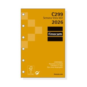 finocam c299 recambio para agendas classic anual 2026 hojas microperforadas formato 602 73x6x114mm semana vista horizontal color blanco