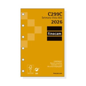 finocam c299c recambio para agendas classic en catalan anual 2026 hojas microperforadas formato 602 73x6x114mm semana vista horizontal color blanco
