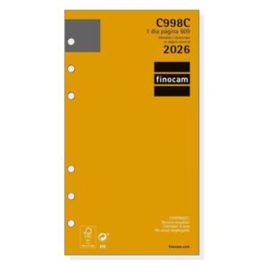 finocam c998c recambio para agendas classic en catalan anual 2026 esquinas microperforadas formato 609 94x18x171mm 1 dia por pagina color blanco