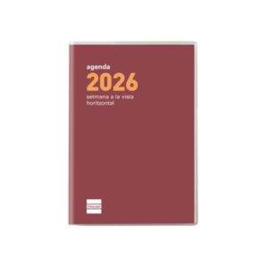 finocam coctel agenda plana en catalan anual 2026 formato pl3 85x6x6mm semana vista horizontal color burdeos