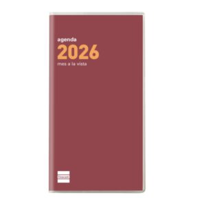 finocam coctel agenda plana en catalan anual 2026 formato pl4 83x6x6mm mes vista color burdeos