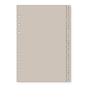finocam r564 indice alfabetico para agendas open 13 solapas formato 500 129x2x181mm pvc color beige grisaceo
