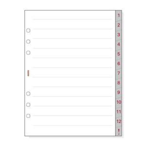 finocam r1072 separadores numerados para agendas open 13 solapas formato 1000 166x2x215mm papel color blanco