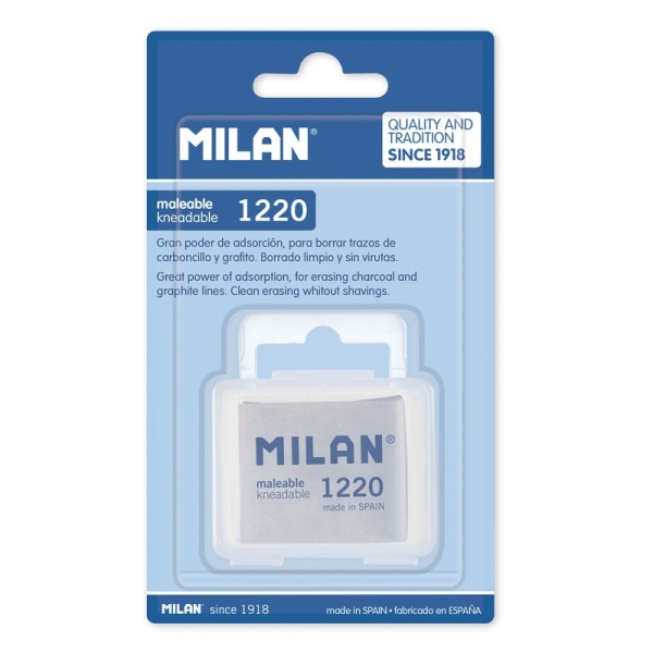 milan 1220 goma maleable para bellas artes estuche de plastico caucho sintetico color gris