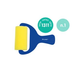 milan 1311 rodillo de esponja liso de 70mm mango de plastico corto color azul